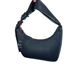Tumi ASRA Black Leather SMALL Shoulder Bag  - Ribbed texture